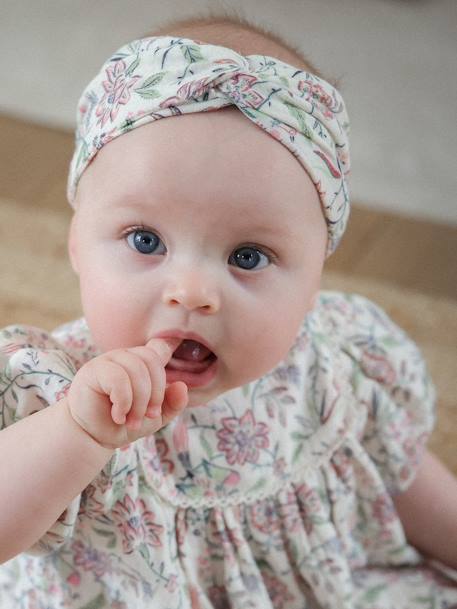 Robe en gaze de coton et son bandeau bébé capsule fête des mères vanille 2 - vertbaudet enfant 