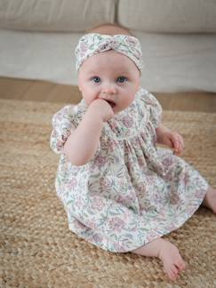 -Robe en gaze de coton et son bandeau bébé capsule fête des mères