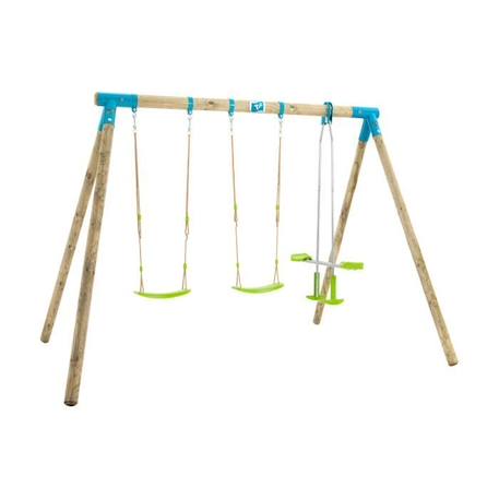 Portique jacobée tp toys 2 balancoires / vis-a-vis / kit d'ancrage h.243 cm MARRON 1 - vertbaudet enfant 