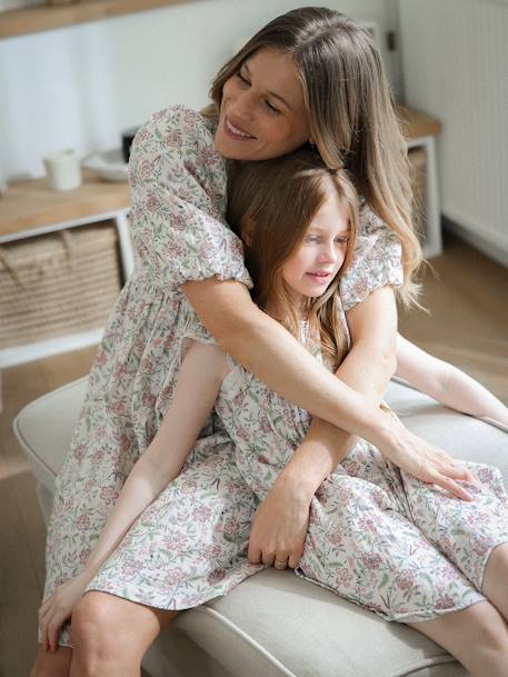 Robe à fleurs femme en gaze de coton collection capsule fête des mères vanille 2 - vertbaudet enfant 