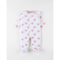 Pyjama 1 pièce tournesol en jersey écru/corail  - vertbaudet enfant