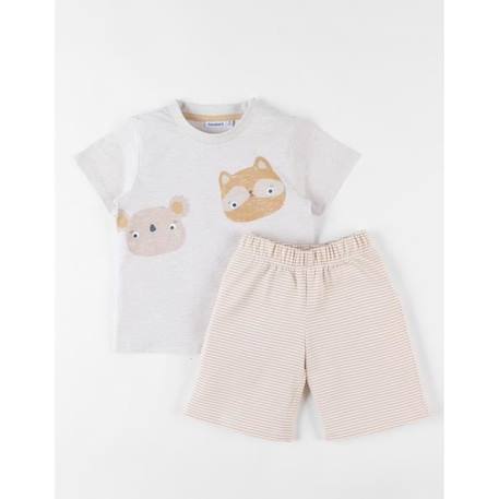 Pyjama 2 pièces en jersey chiné/sable BEIGE 1 - vertbaudet enfant 