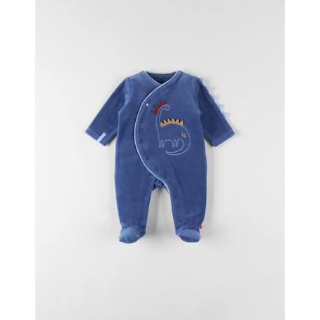 Pyjama 1 pièce dino en velours foncé BLEU 1 - vertbaudet enfant 