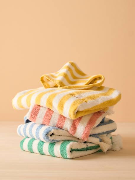 Poncho de bain enfant à rayures personnalisable bleu+rayé jaune+rose+vert 3 - vertbaudet enfant 