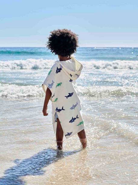 Poncho de bain enfant REQUINS personnalisable, avec coton recyclé blanc imprimé 7 - vertbaudet enfant 