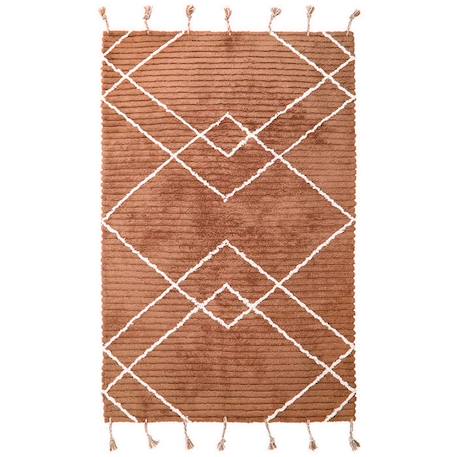 Tapis enfant Lässa tissé main coton Caramel Marron 135x190 - Nattiot MARRON 1 - vertbaudet enfant 