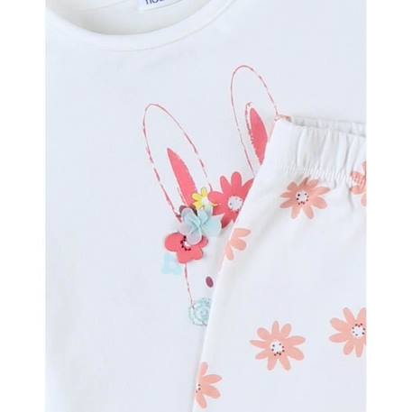 Pyjama 2 pièces en jersey écru/corail BLANC 3 - vertbaudet enfant 