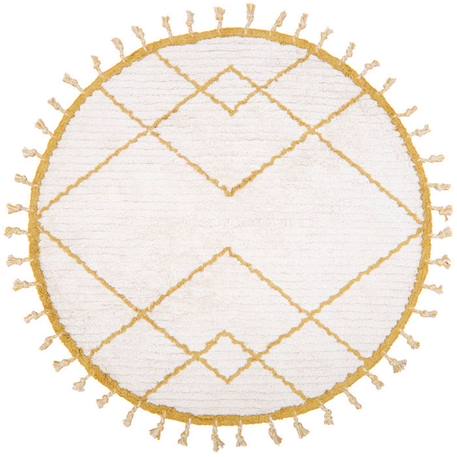 Tapis enfant Côme tufté machine en coton coloris mangue rond Ø120 - Nattiot JAUNE 1 - vertbaudet enfant 