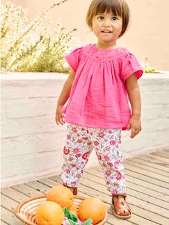 Pantalon fleuri bébé taille élastiquée  - vertbaudet enfant