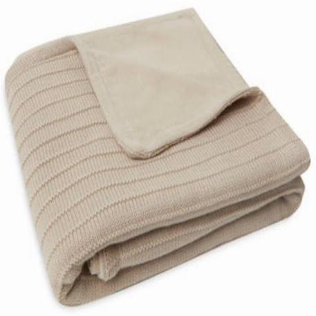 Couverture Berceau 75x100cm Pure Knit Nougat Velours GOTS BEIGE 1 - vertbaudet enfant 