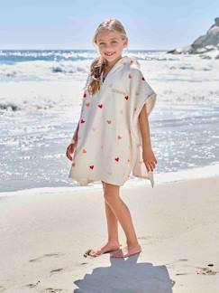 Linge de maison et décoration-Poncho de bain enfant personnalisable COEURS, avec coton recyclé