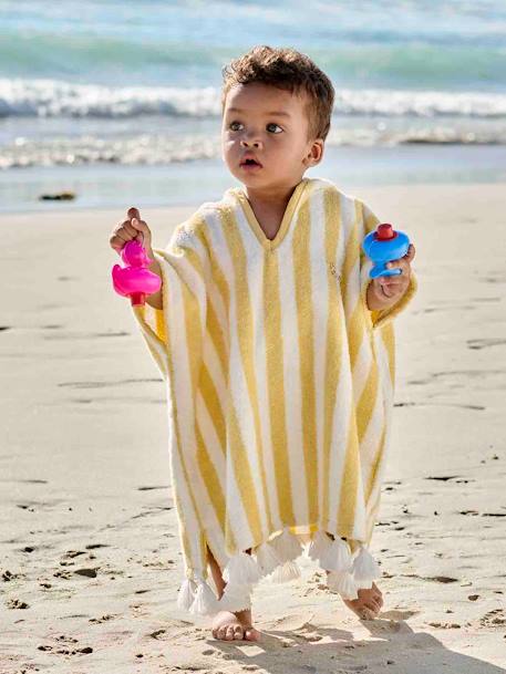 Poncho de bain bébé à rayures personnalisable bleu+rayé jaune+rose+vert 9 - vertbaudet enfant 