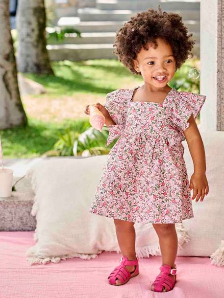 Robe à volants bébé carreaux rose+rose imprimé 4 - vertbaudet enfant 