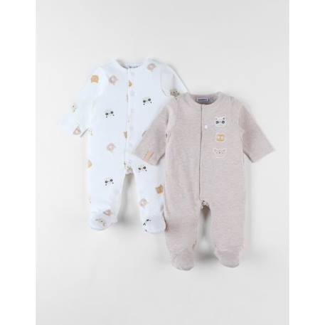 Ensemble de 2 pyjamas 1 pièce en jersey écru/taupe chiné BEIGE 1 - vertbaudet enfant 