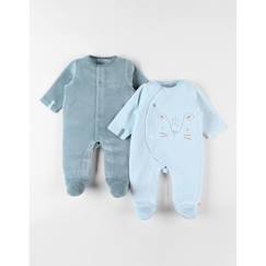 Bébé-Pyjama, surpyjama-Ensemble de 2 pyjamas 1 pièce en velours ciel/sauge