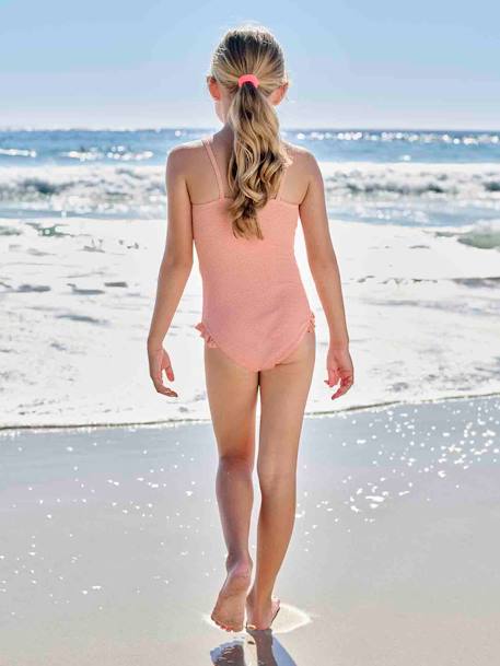 Maillot de bain 1 pièce scintillant à fleurs abricot 8 - vertbaudet enfant 