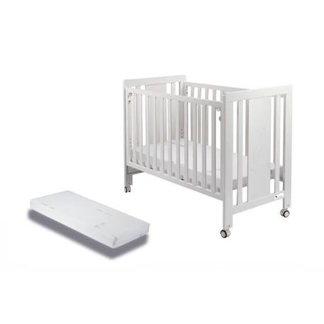 Interbaby - CUNA12C - Lit Bébé pour Matelas 60x120-Monet-Blanc avec Matelas BLANC 1 - vertbaudet enfant 