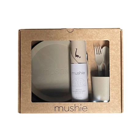 Coffret cadeau Repas Blanc Vanille - Couverts - Assiette - Verre - Set de table - Vaisselle bébé et enfants - Mushie BEIGE 2 - vertbaudet enfant 