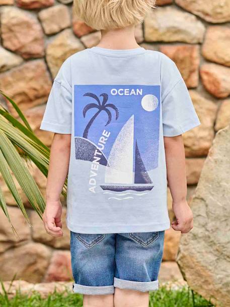 Tee-shirt garçon maxi motif voilier au dos bleu ciel 5 - vertbaudet enfant 