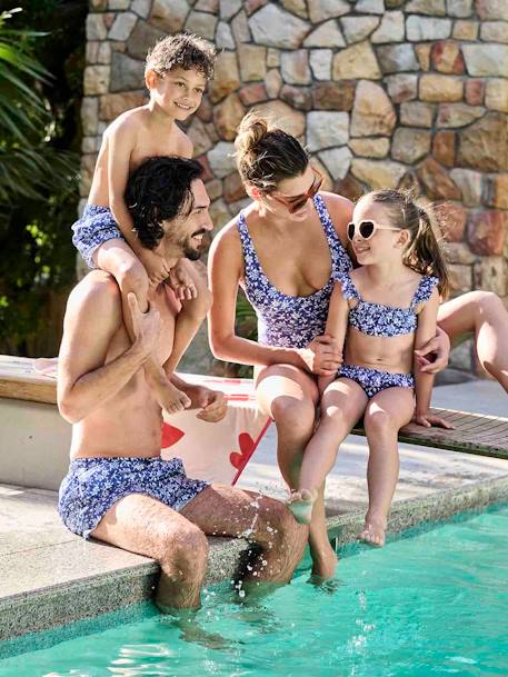 Boxer de bain fleuri homme collection Team famille bleu imprimé 3 - vertbaudet enfant 