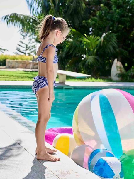 Maillot bain 2 pièces fleuri fille collection Team famille bleu imprimé 8 - vertbaudet enfant 