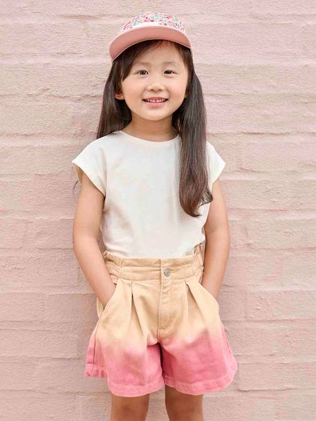 Short en toile effet dip dye fille pêche 1 - vertbaudet enfant 