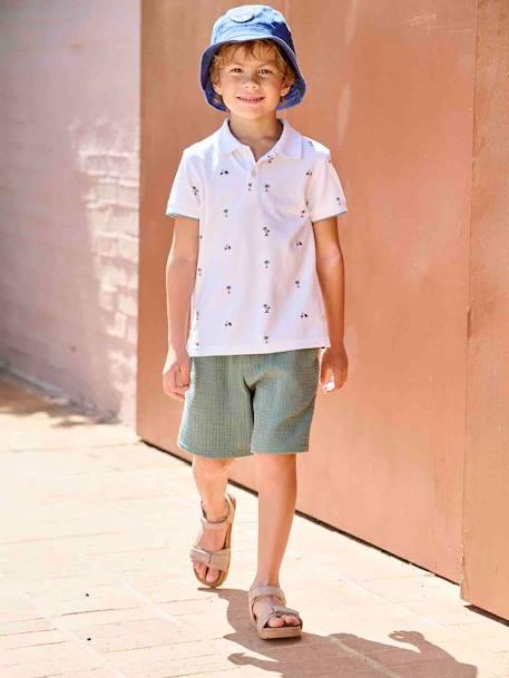 Short en gaze de coton garçon bleu électrique+vert 5 - vertbaudet enfant 