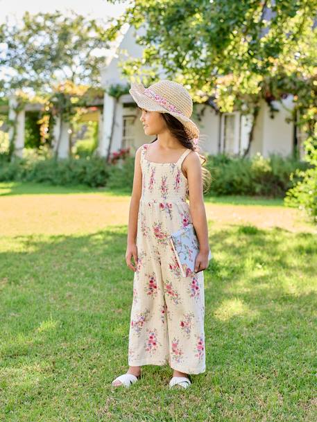 Combinaison à smocks en gaze de coton fille  - vertbaudet enfant