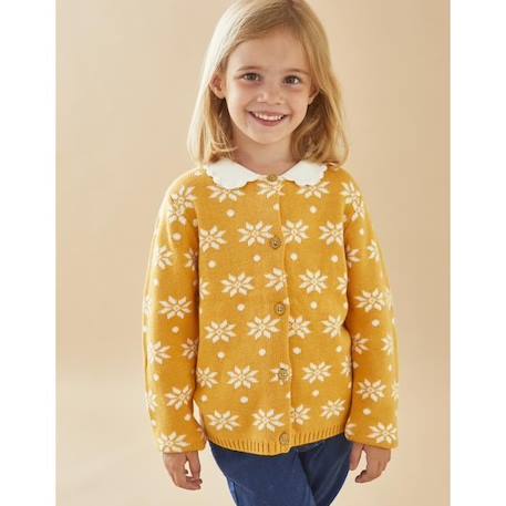 Cardigan tricot jacquard épais JAUNE 1 - vertbaudet enfant 