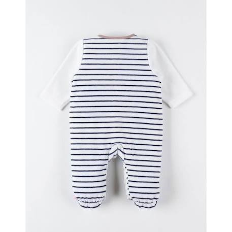 Pyjama 1 pièce rayé en velours BLEU 4 - vertbaudet enfant 