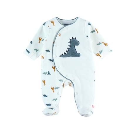 Pyjama dors-bien en velours imprimé dinosaure BLANC 2 - vertbaudet enfant 