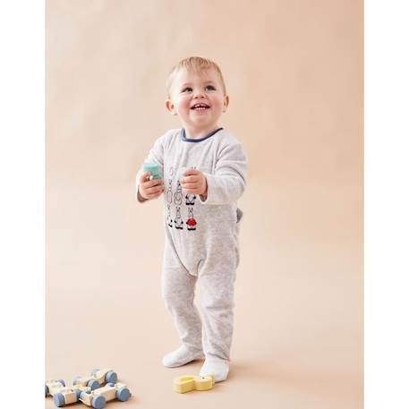 Pyjama dors-bien en velours imprimé Paco GRIS 1 - vertbaudet enfant 