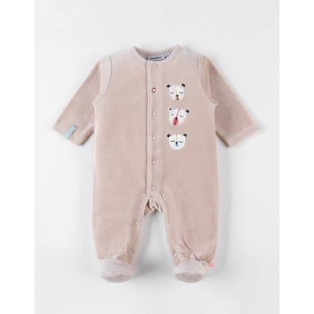 Pyjama 1 pièce en velours broderie tigre GRIS 2 - vertbaudet enfant 