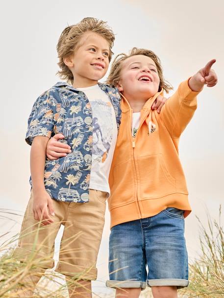 Sweat zippé à capuche motif surf au dos garçon orange 7 - vertbaudet enfant 