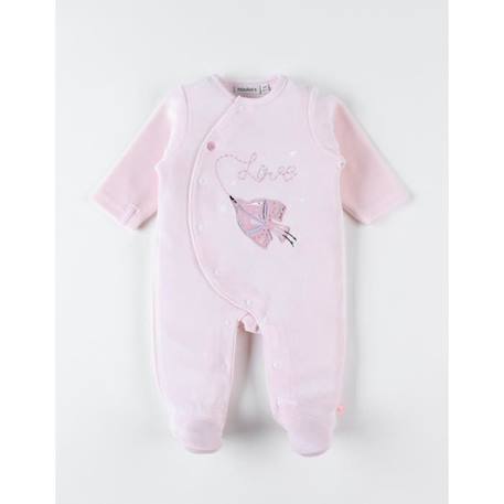 Pyjama 1 pièce oiseau en velours ROSE 1 - vertbaudet enfant 