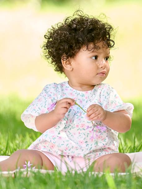 Blouse bébé motif fleurs écru 1 - vertbaudet enfant 