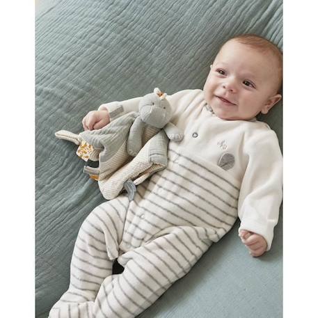 Pyjama 1 pièce rayé en velours GRIS 1 - vertbaudet enfant 