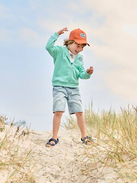 Sweat zippé à capuche Basics garçon ocre+turquoise 8 - vertbaudet enfant 