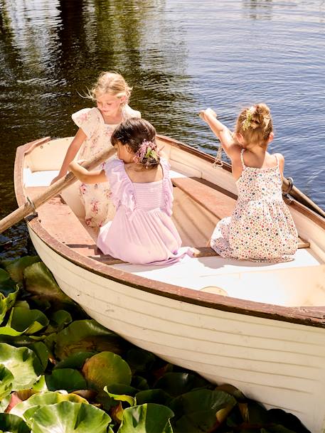 Robe à volants en broderie anglaise fille effet reliéfé lavande 4 - vertbaudet enfant 