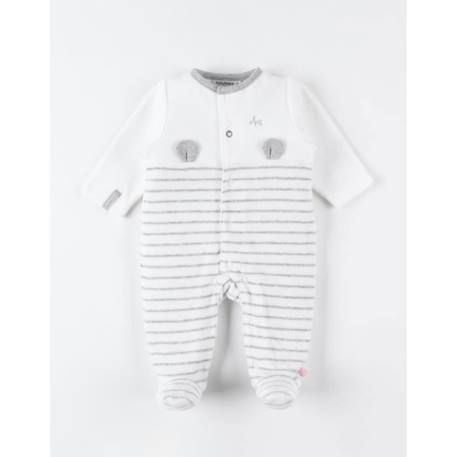 Pyjama 1 pièce rayé en velours GRIS 3 - vertbaudet enfant 