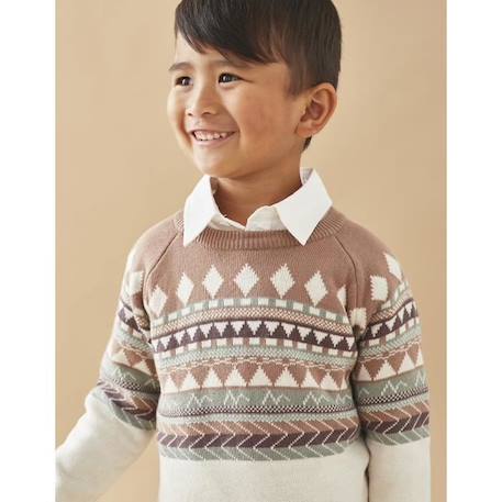 Pull tricot Noël MARRON 3 - vertbaudet enfant 