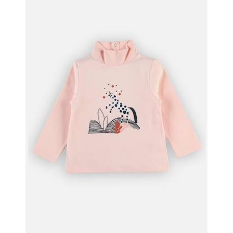 T-shirt col roulé imprimé licorne en coton BIO ROSE 1 - vertbaudet enfant 