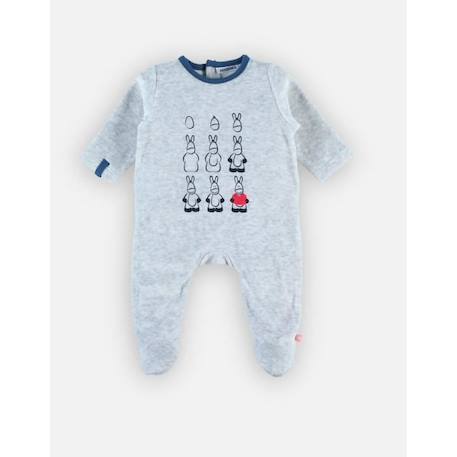 Pyjama dors-bien en velours imprimé Paco GRIS 3 - vertbaudet enfant 