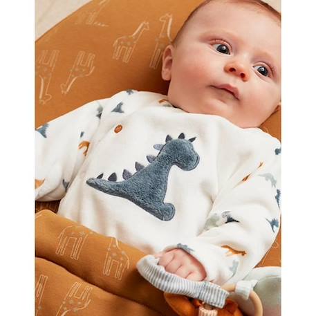 Pyjama dors-bien en velours imprimé dinosaure BLANC 1 - vertbaudet enfant 