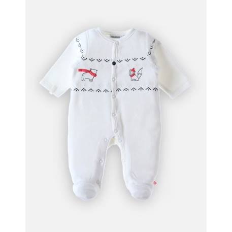 Pyjama 1 pièce Noël en velours BLANC 3 - vertbaudet enfant 