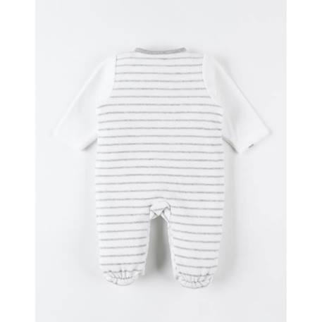 Pyjama 1 pièce rayé en velours GRIS 4 - vertbaudet enfant 