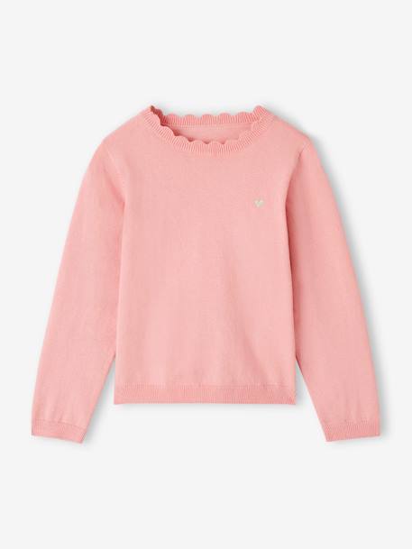 Pull BASICS personnalisable fille abricot+bois de rose+marine+moutarde+rose bonbon+vert de gris 18 - vertbaudet enfant 