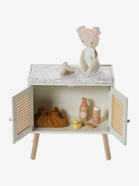 Table à langer cannage et bois FSC® POÉSIE blanc+ROSE CLAIR UNI 5 - vertbaudet enfant 