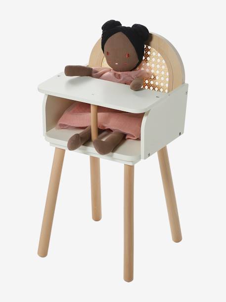 Chaise haute en cannage et bois FSC® POÉSIE blanc+multicolore 2 - vertbaudet enfant 