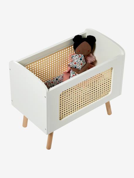 Lit poupon en bois FSC® et cannage POÉSIE blanc+multicolore 6 - vertbaudet enfant 